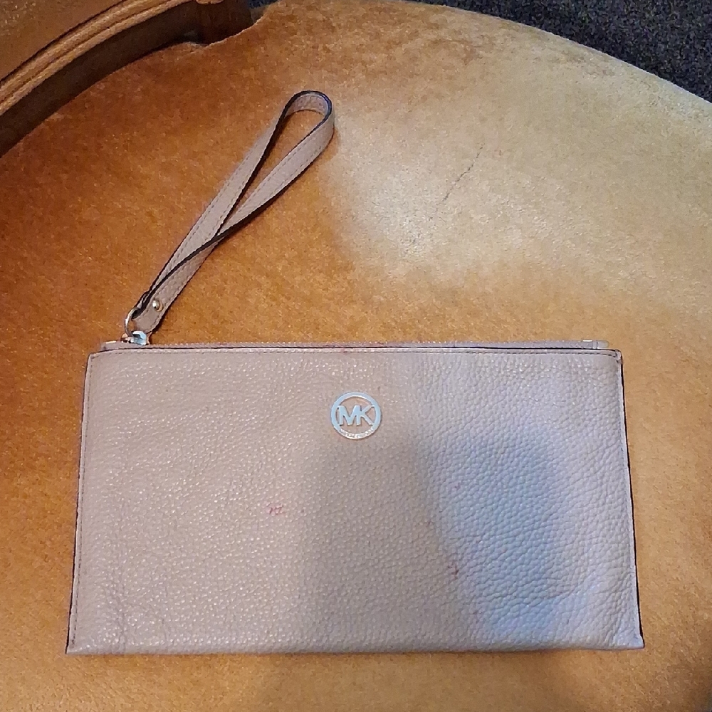 Michael Kors Taupe Leather Wristlet